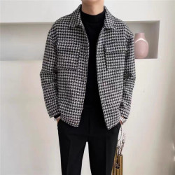 Fashion plaid jacket/trench coat/long