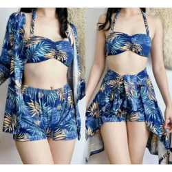 3in1 nylon floral beachwear swimsuit