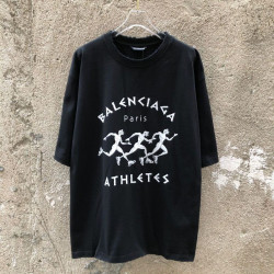 Aimenpan original Balenciaga running track and field athletes wear men's and women's loose large size cotton short sleeve T-shirt tide